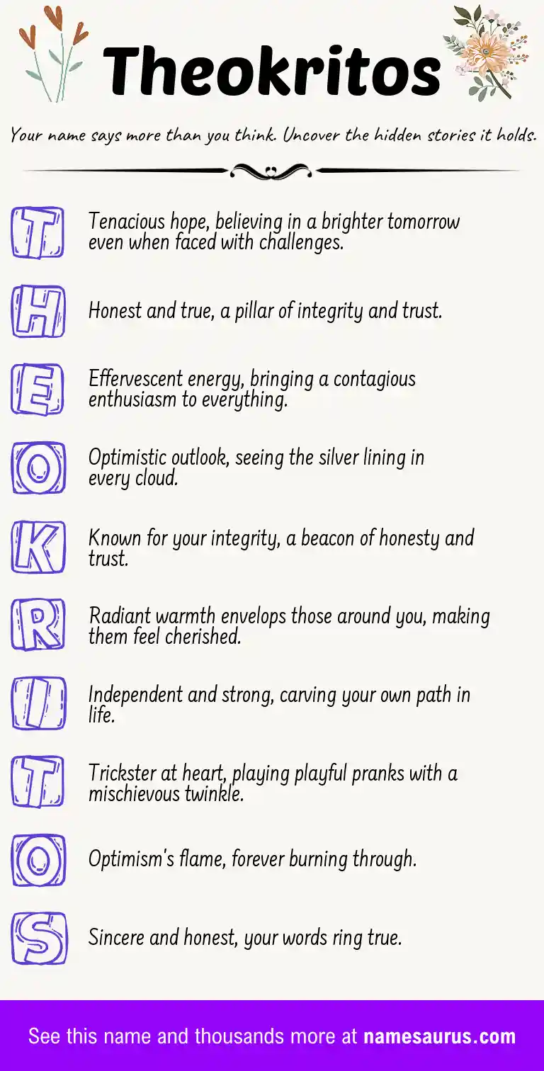 Acrostic poem about Theokritos.