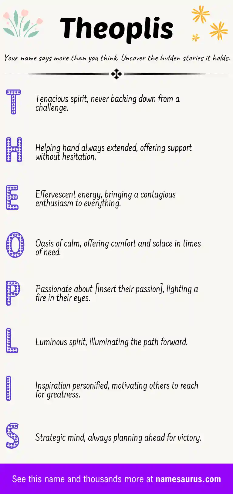Acrostic poem about Theoplis.