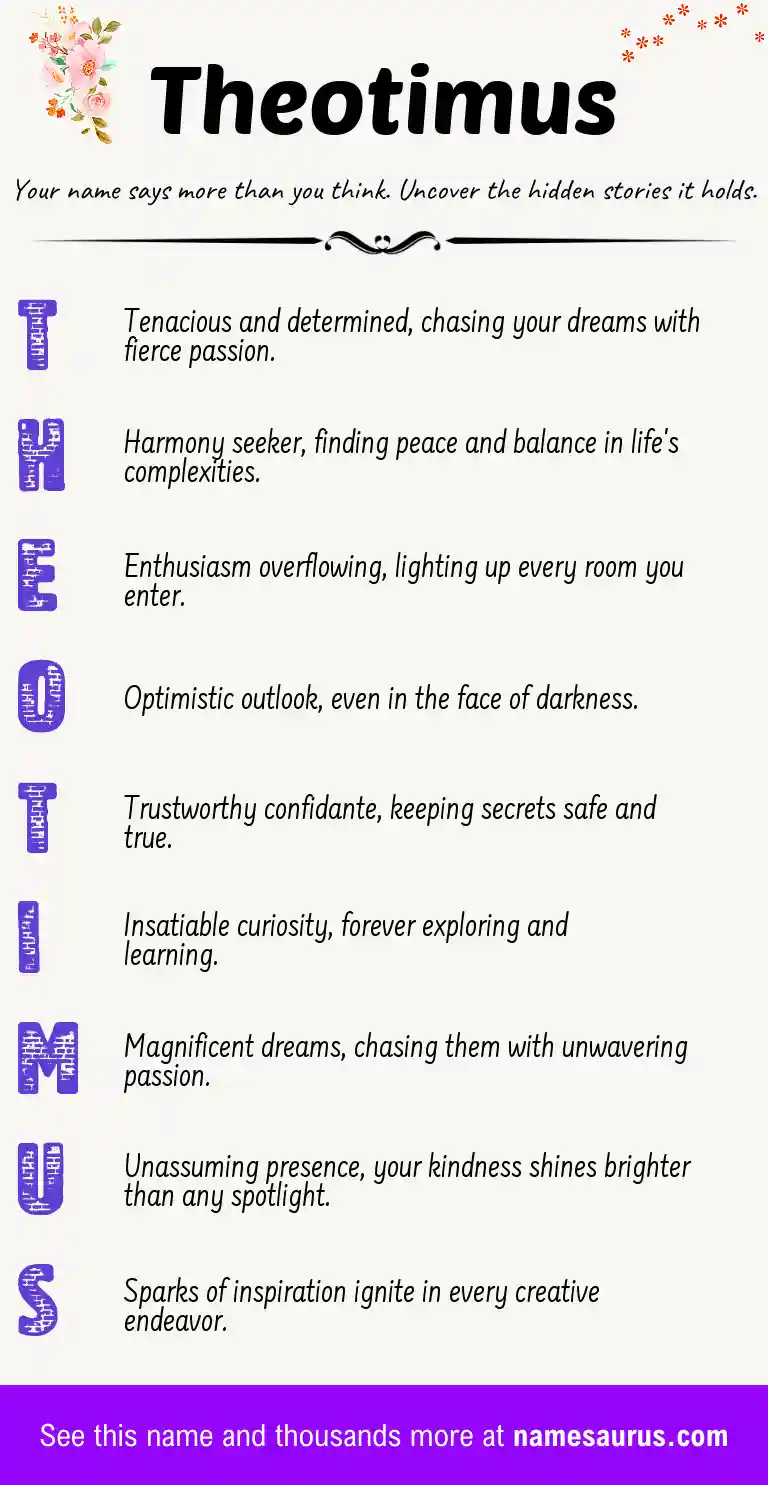 Acrostic poem about Theotimus.