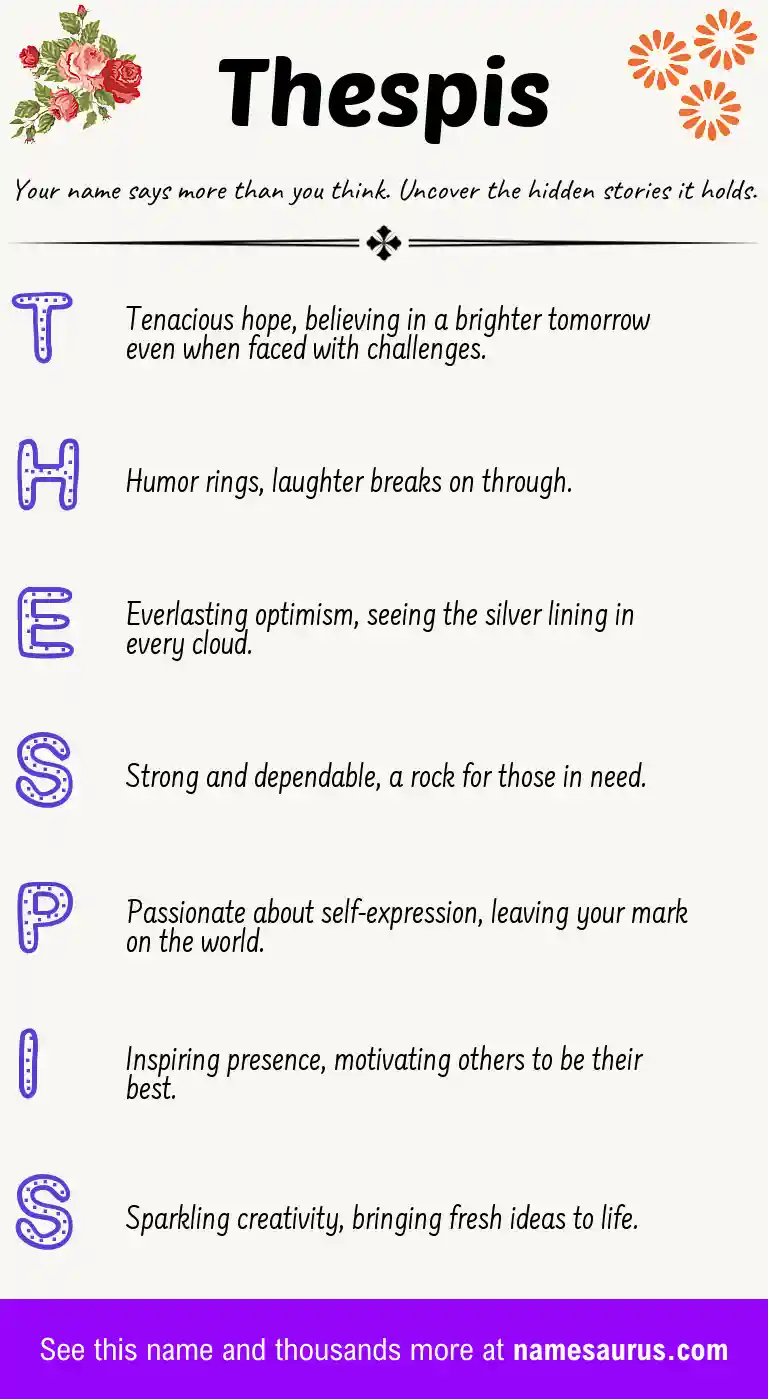 Acrostic poem about Thespis.