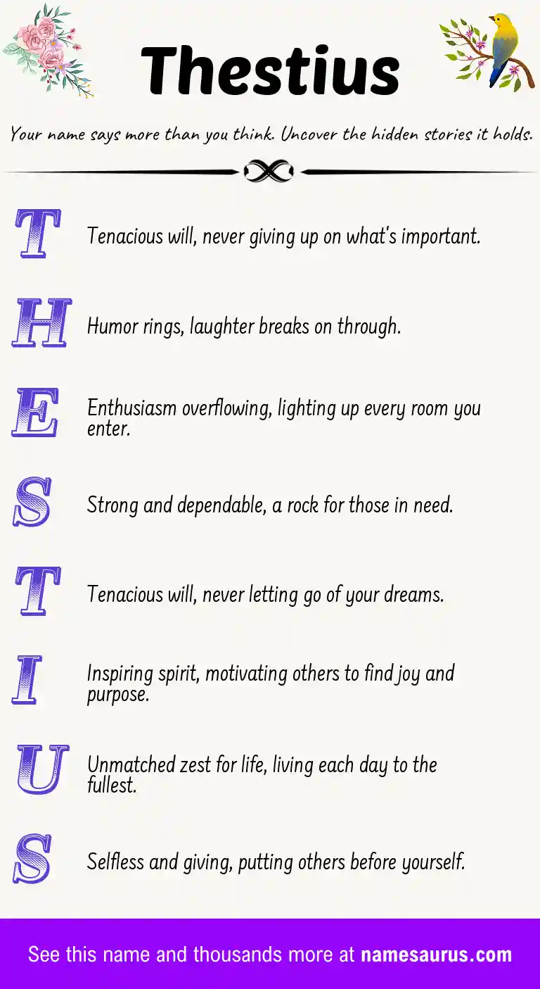 Acrostic poem about Thestius.