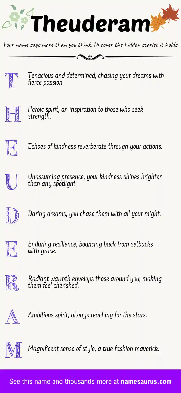 Acrostic poem about Theuderam.