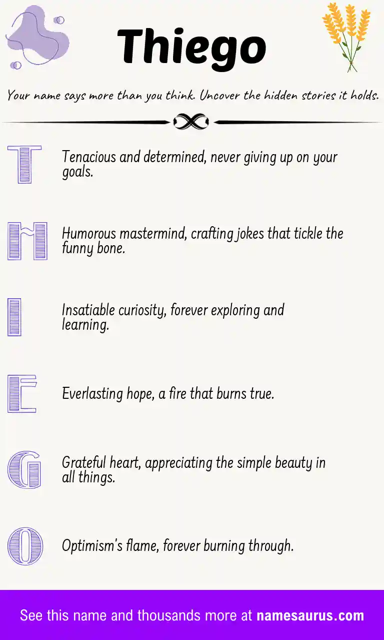 Acrostic poem about Thiego.