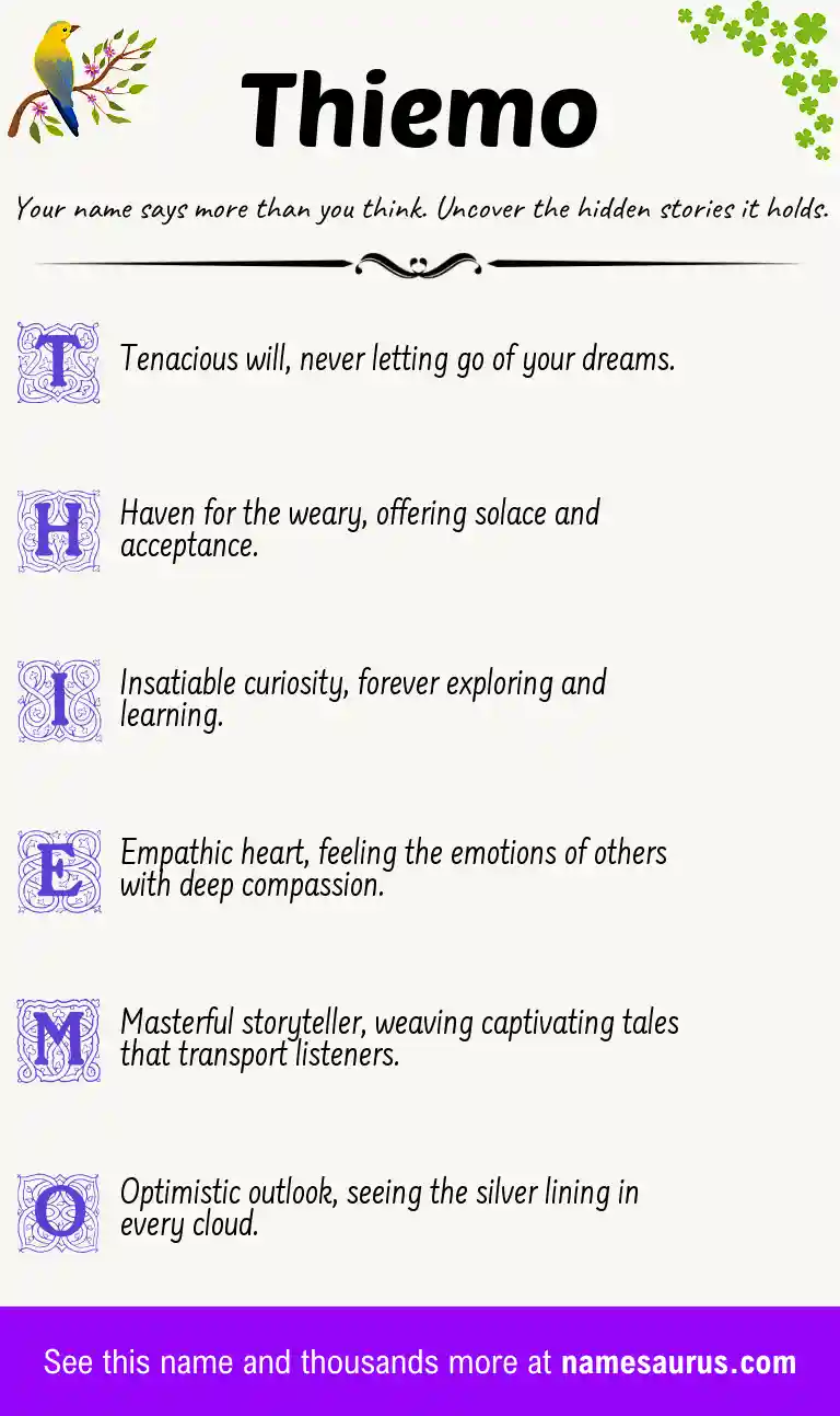 Acrostic poem about Thiemo.