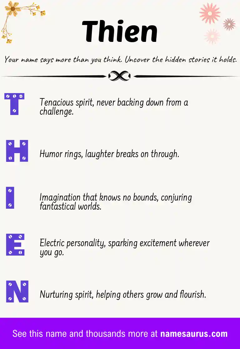 Acrostic poem about Thien.