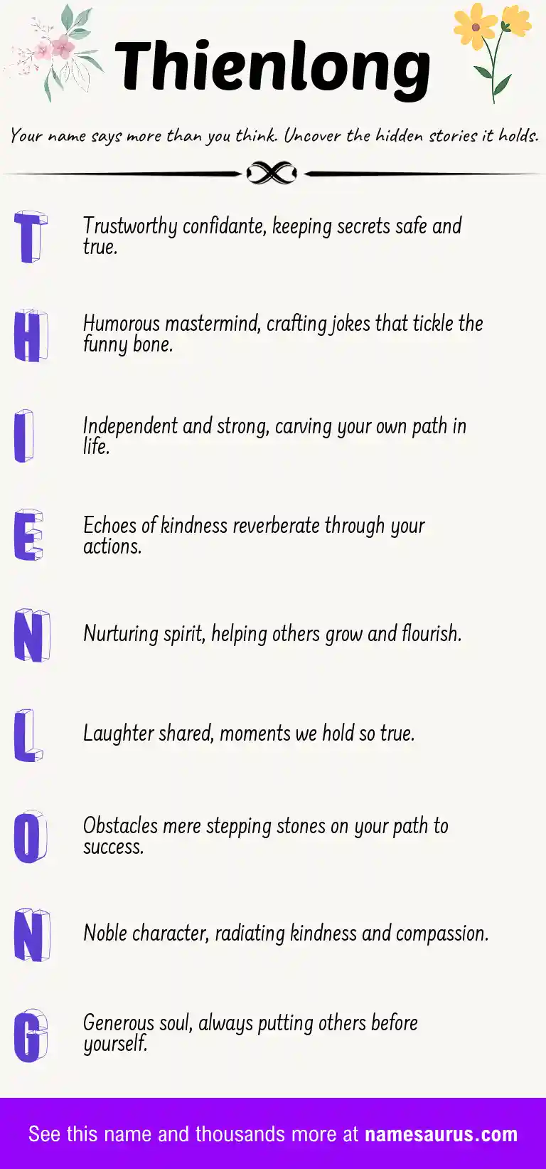 Acrostic poem about Thienlong.