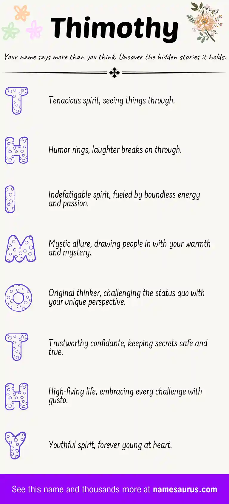 Acrostic poem about Thimothy.