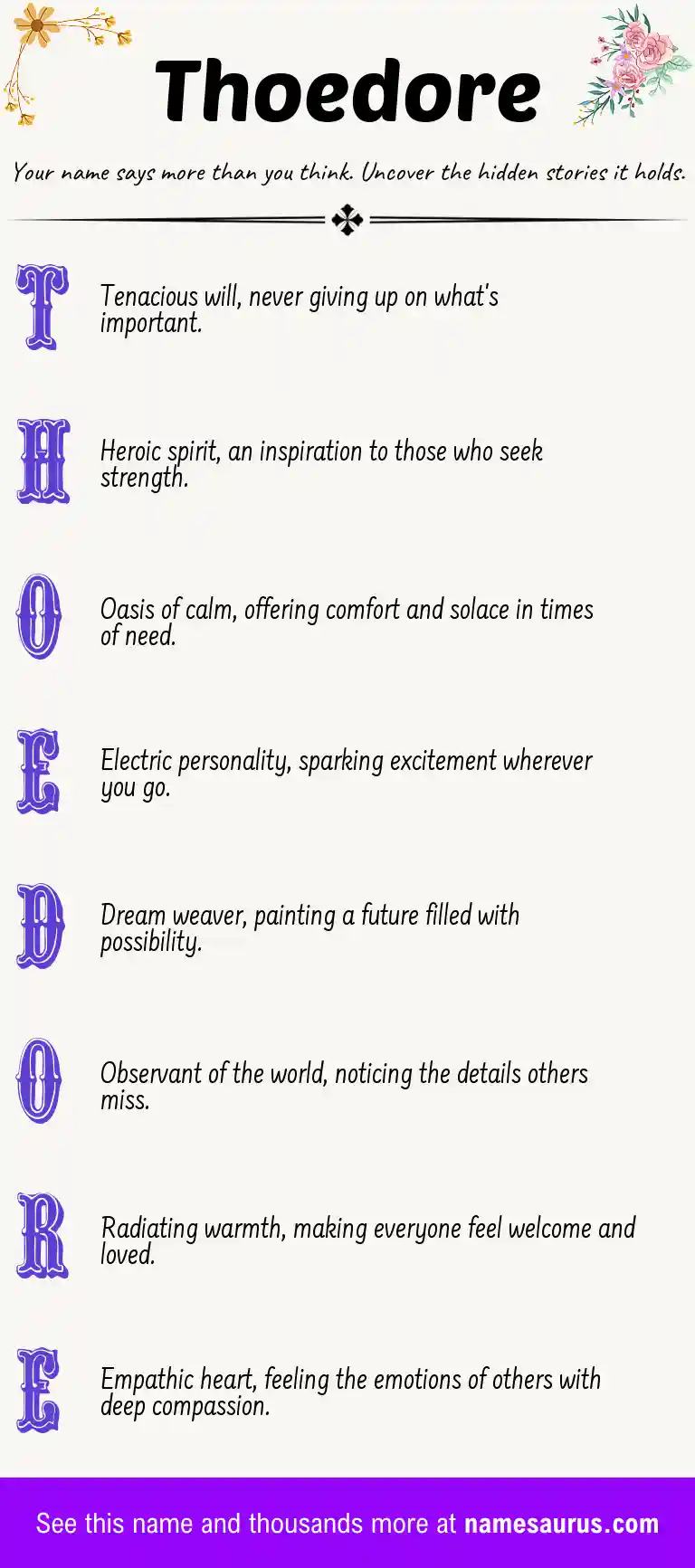 Acrostic poem about Thoedore.