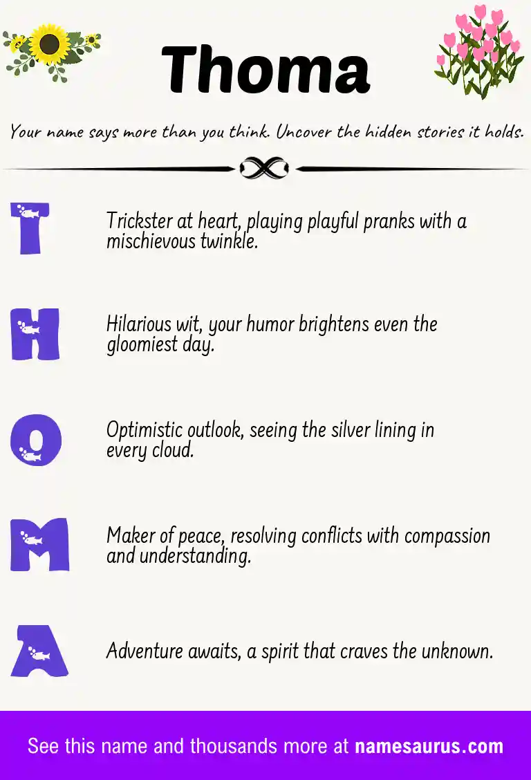 Acrostic poem about Thoma.