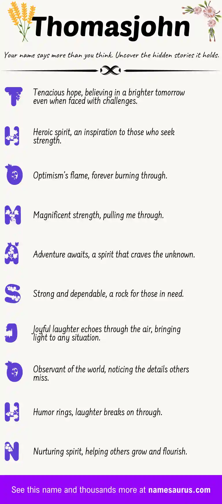 Acrostic poem about Thomasjohn.