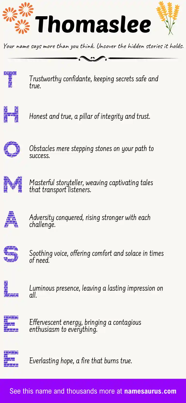 Acrostic poem about Thomaslee.