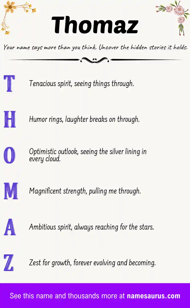 Acrostic poem about Thomaz.