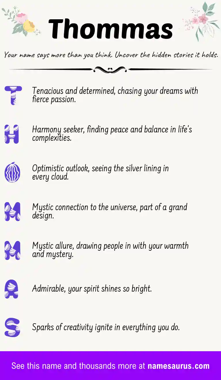 Acrostic poem about Thommas.