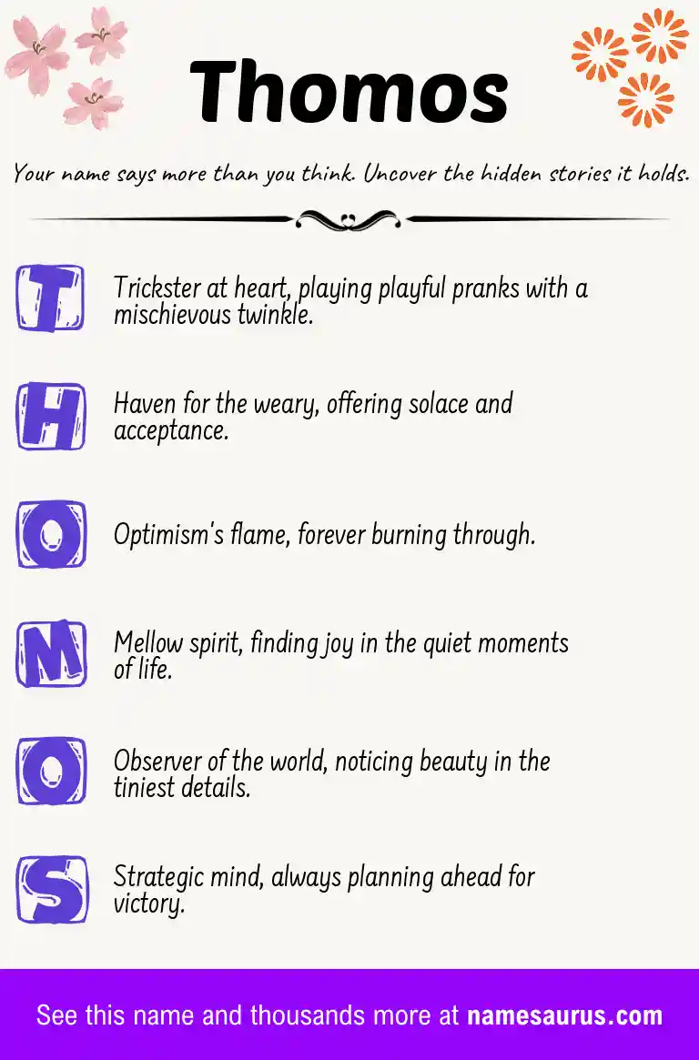 Acrostic poem about Thomos.