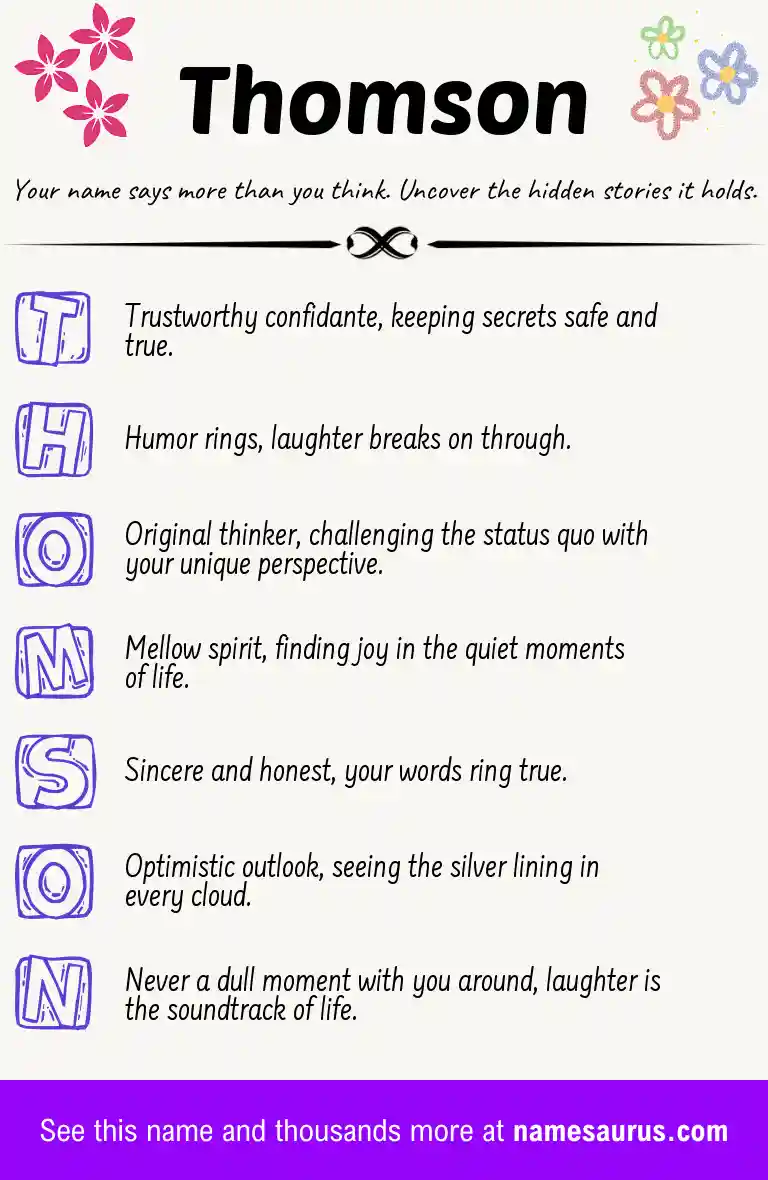 Acrostic poem about Thomson.