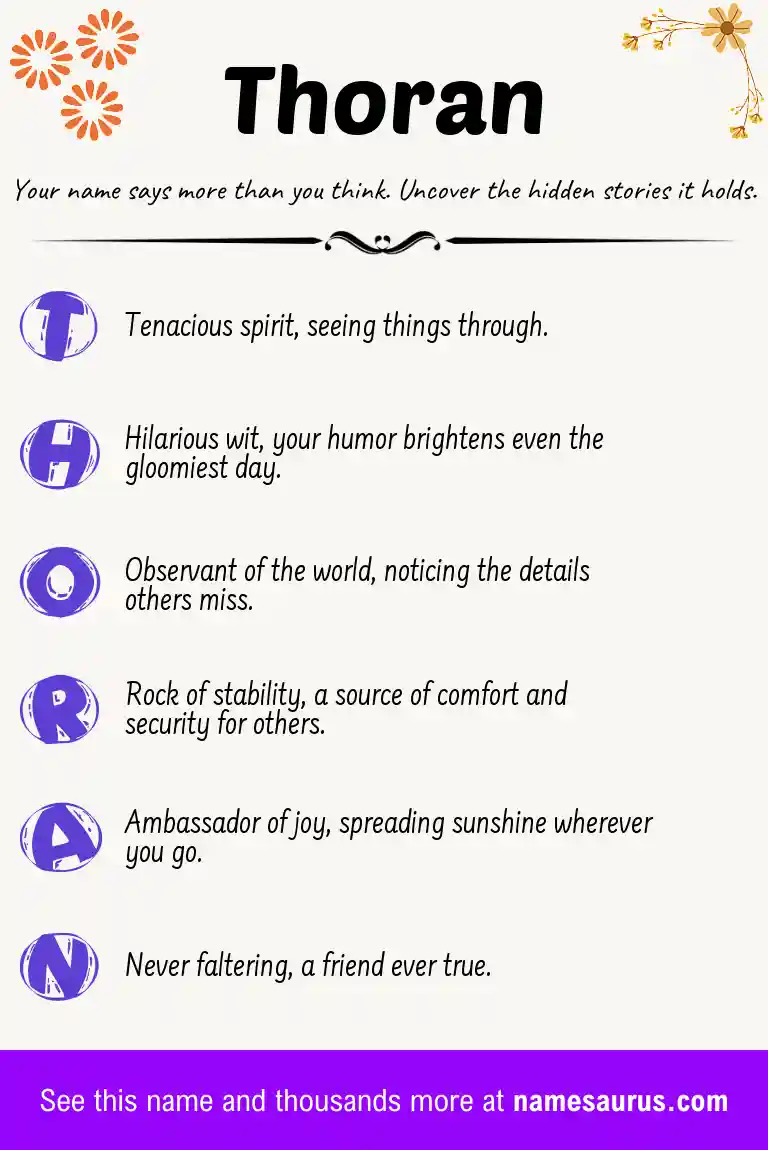Acrostic poem about Thoran.
