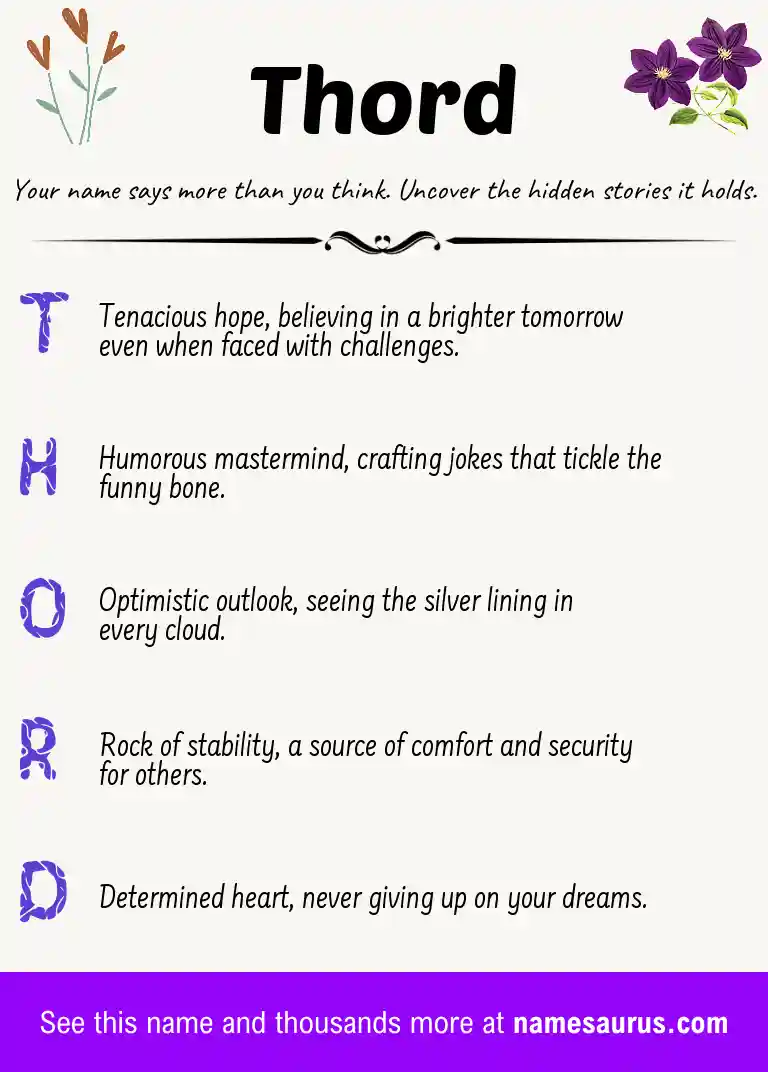 Acrostic poem about Thord.