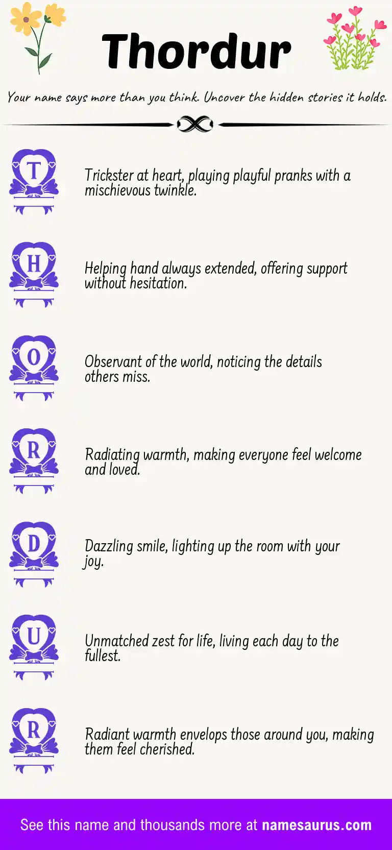 Acrostic poem about Thordur.