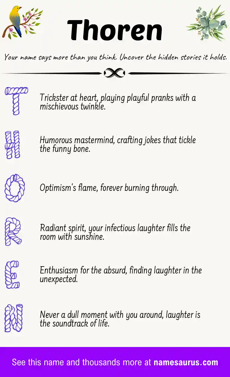 Acrostic poem about Thoren.