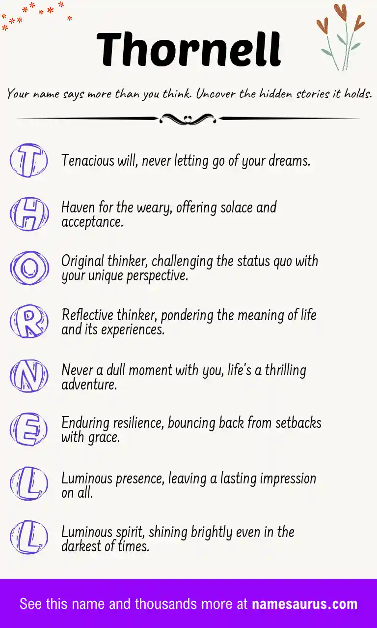 Acrostic poem about Thornell.