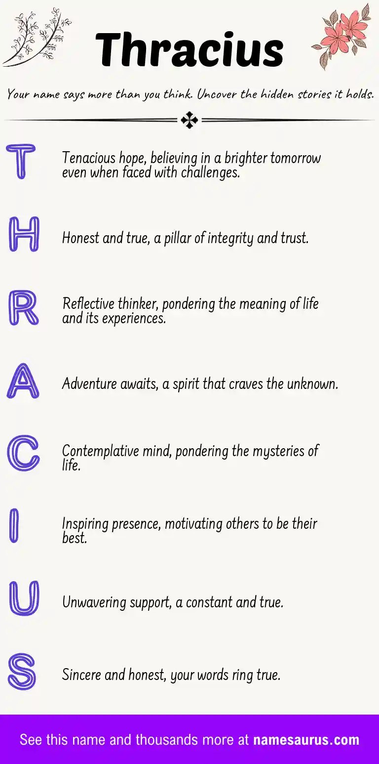Acrostic poem about Thracius.