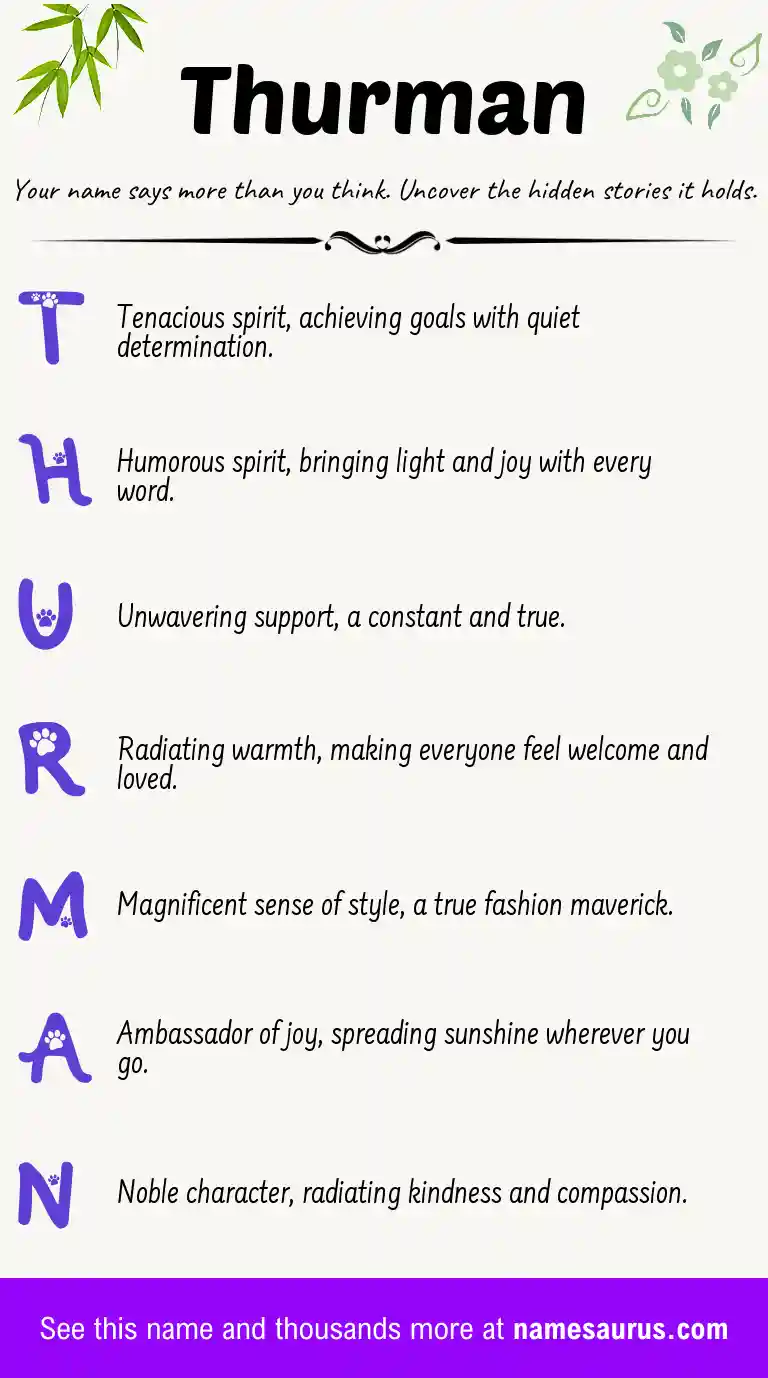Acrostic poem about Thurman.