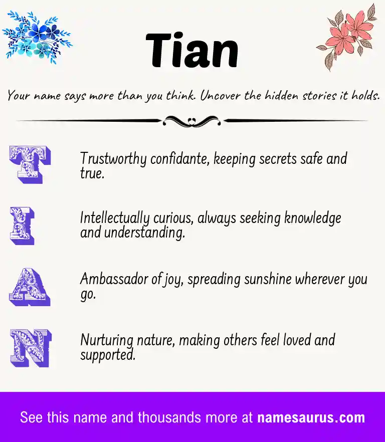 Acrostic poem about Tian.