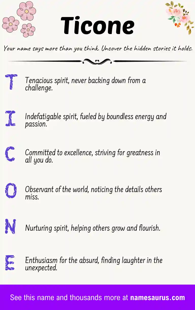 Acrostic poem about Ticone.