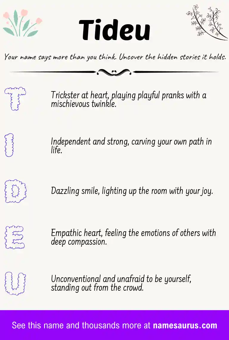 Acrostic poem about Tideu.