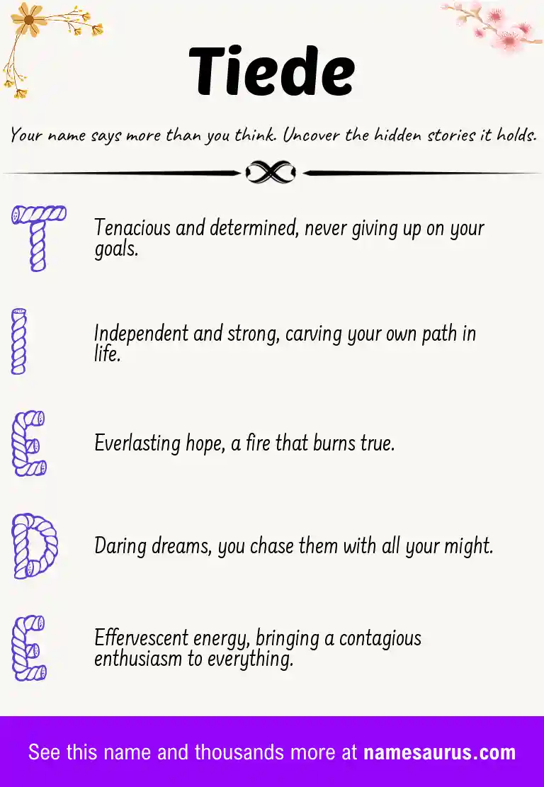 Acrostic poem about Tiede.