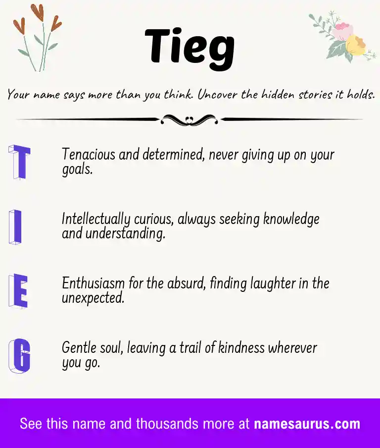 Acrostic poem about Tieg.