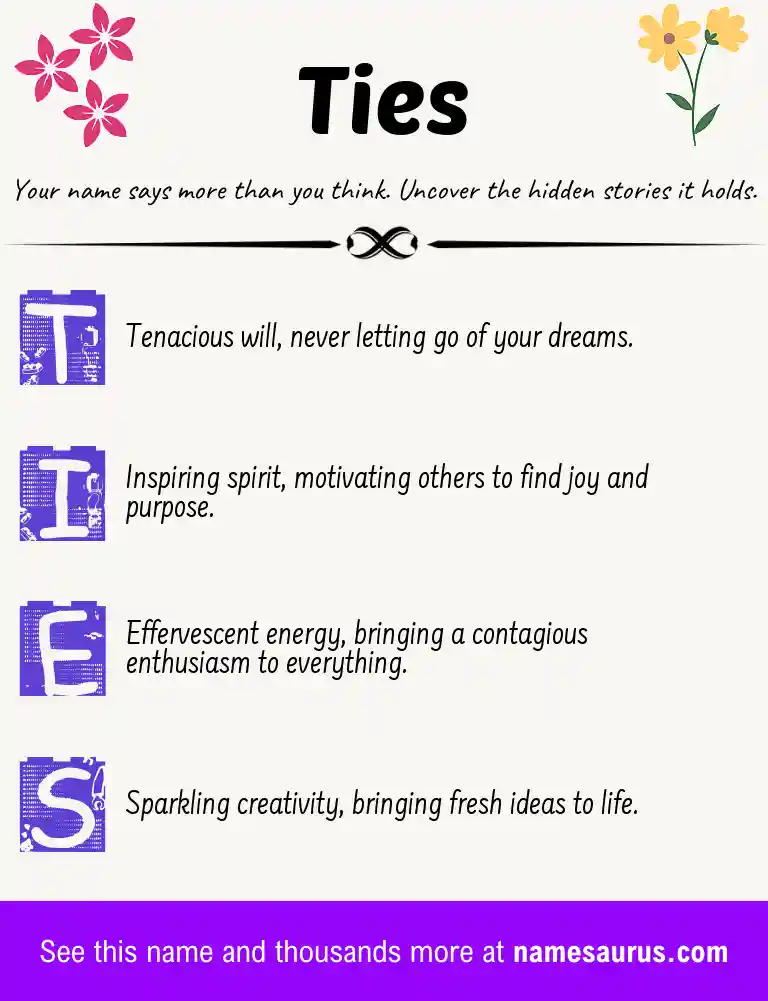 Acrostic poem about Ties.