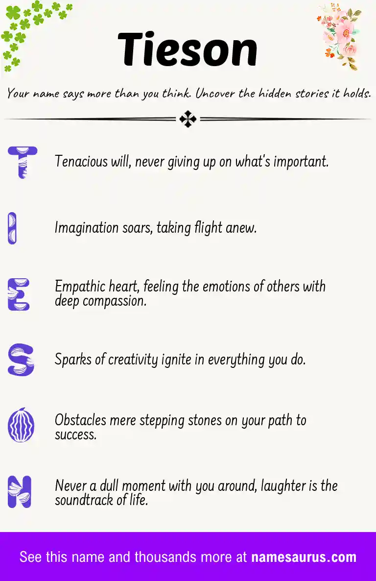 Acrostic poem about Tieson.