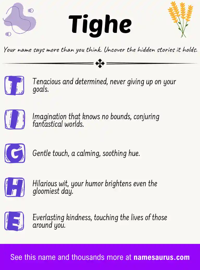 Acrostic poem about Tighe.