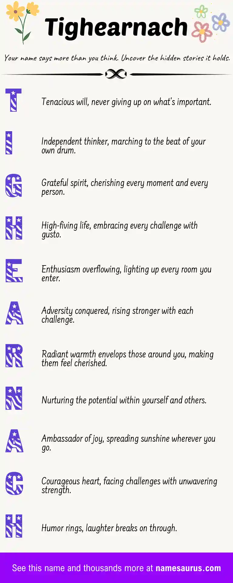 Acrostic poem about Tighearnach.