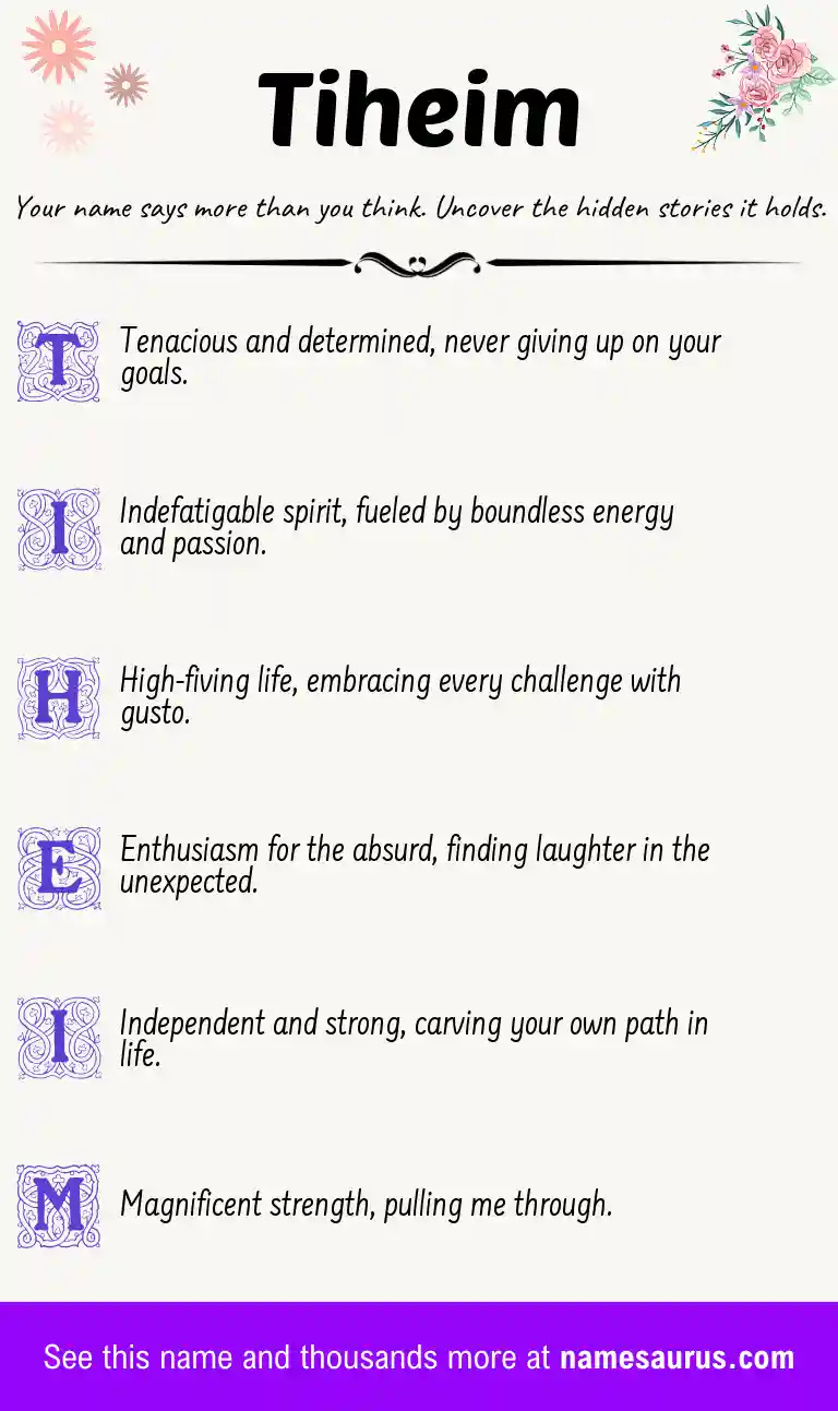 Acrostic poem about Tiheim.