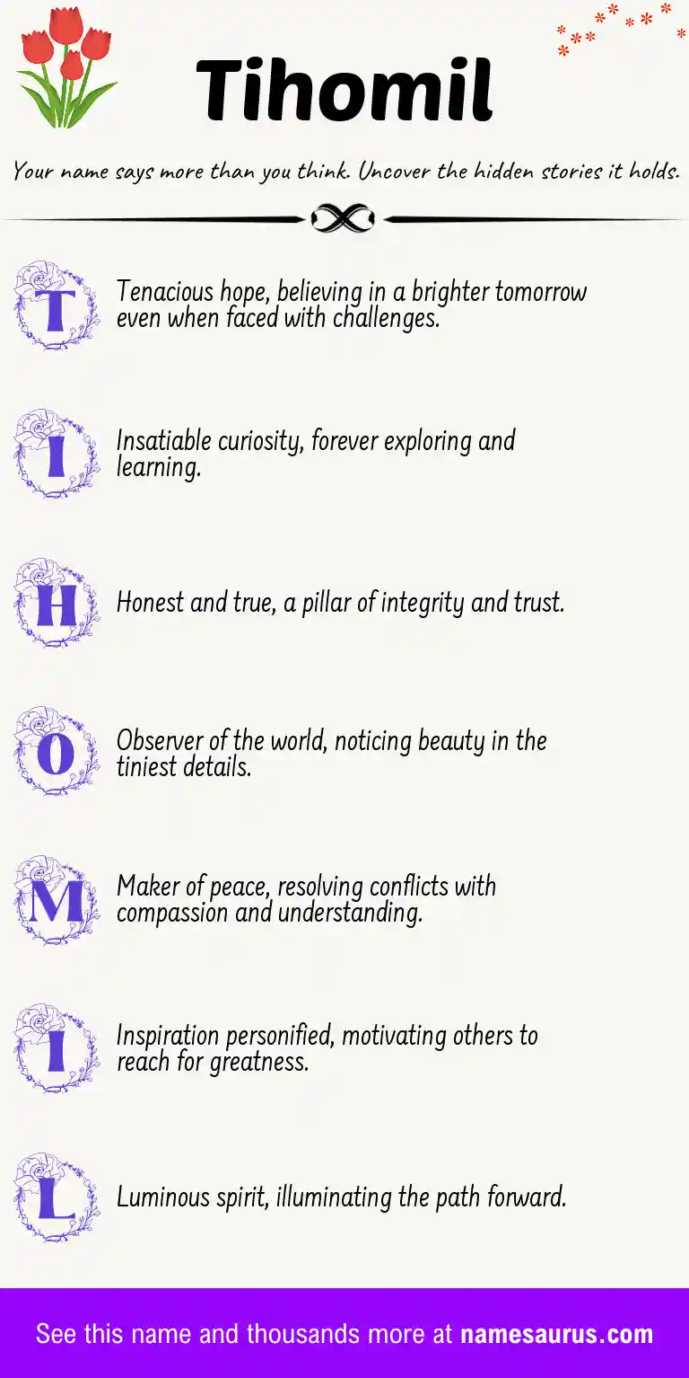 Acrostic poem about Tihomil.