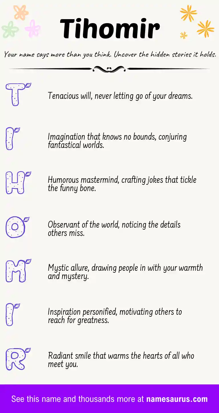 Acrostic poem about Tihomir.