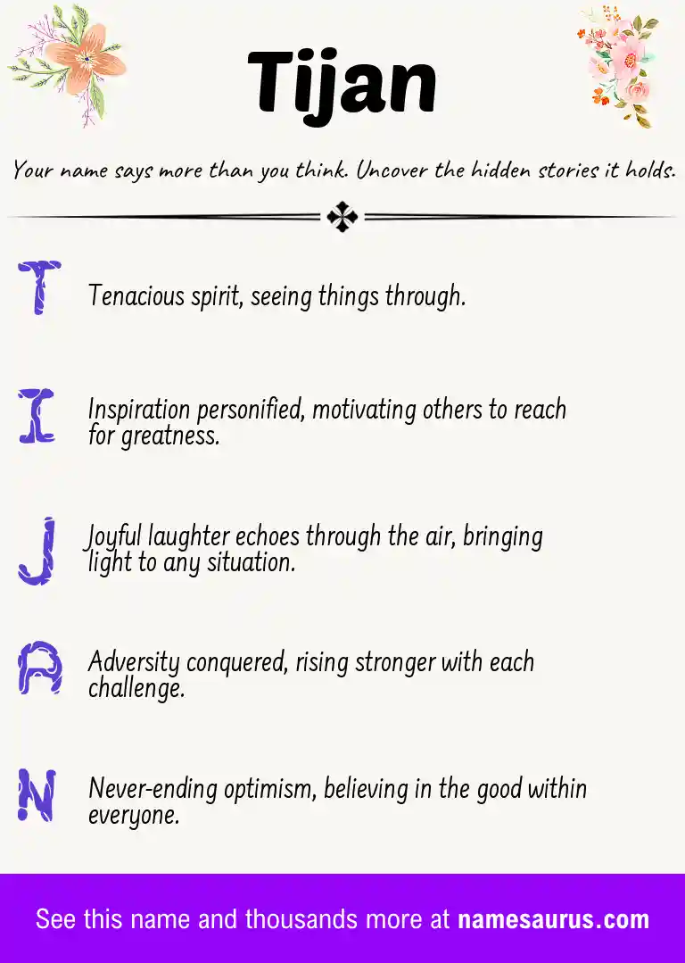 Acrostic poem about Tijan.