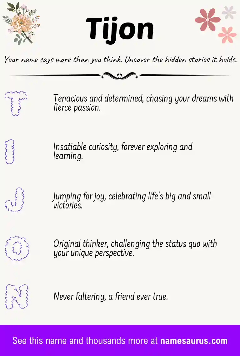 Acrostic poem about Tijon.