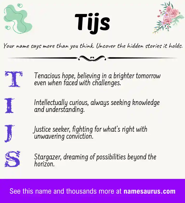 Acrostic poem about Tijs.