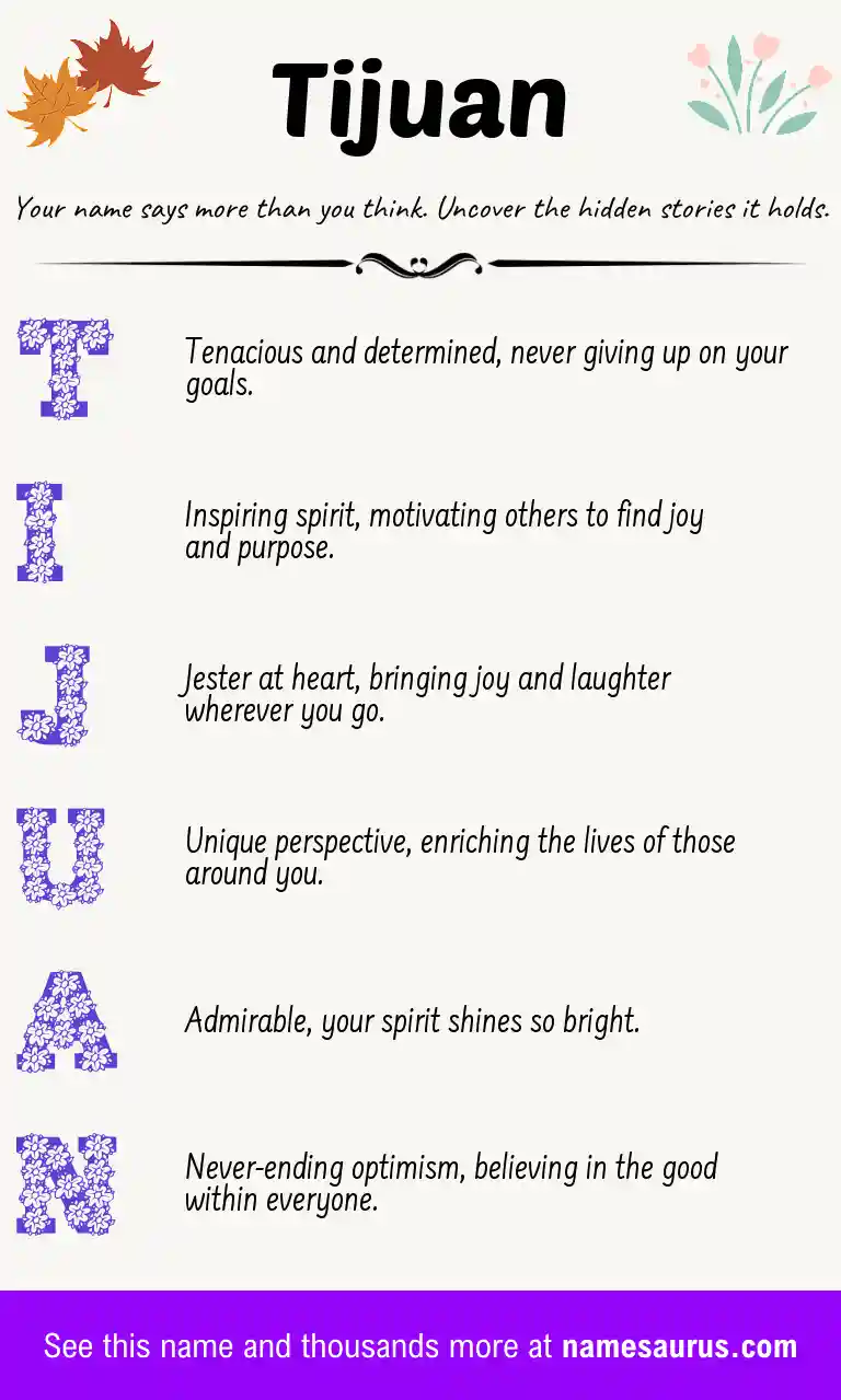 Acrostic poem about Tijuan.