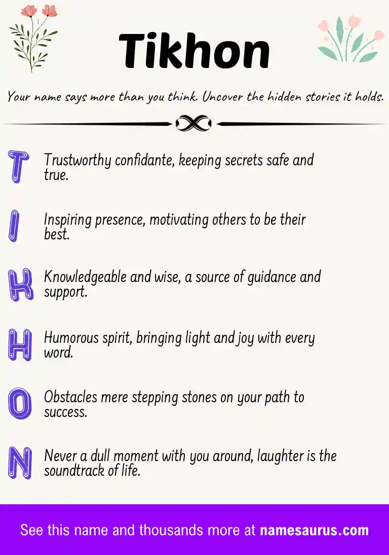 Acrostic poem about Tikhon.