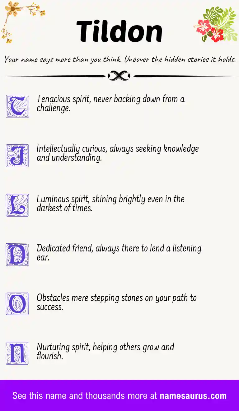 Acrostic poem about Tildon.