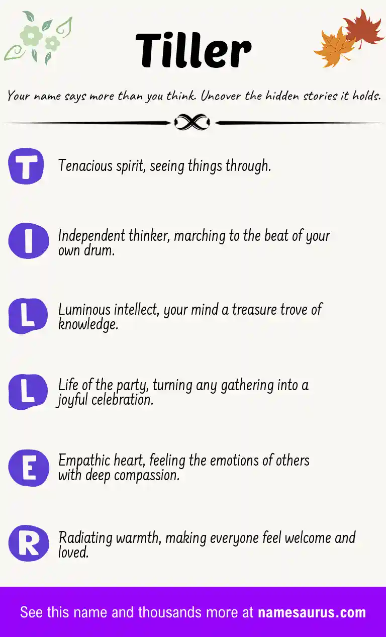 Acrostic poem about Tiller.