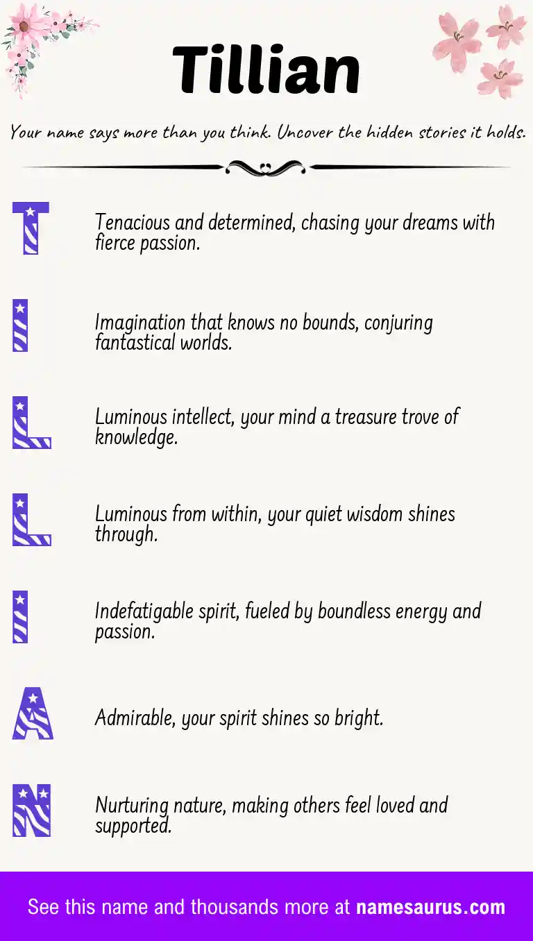 Acrostic poem about Tillian.