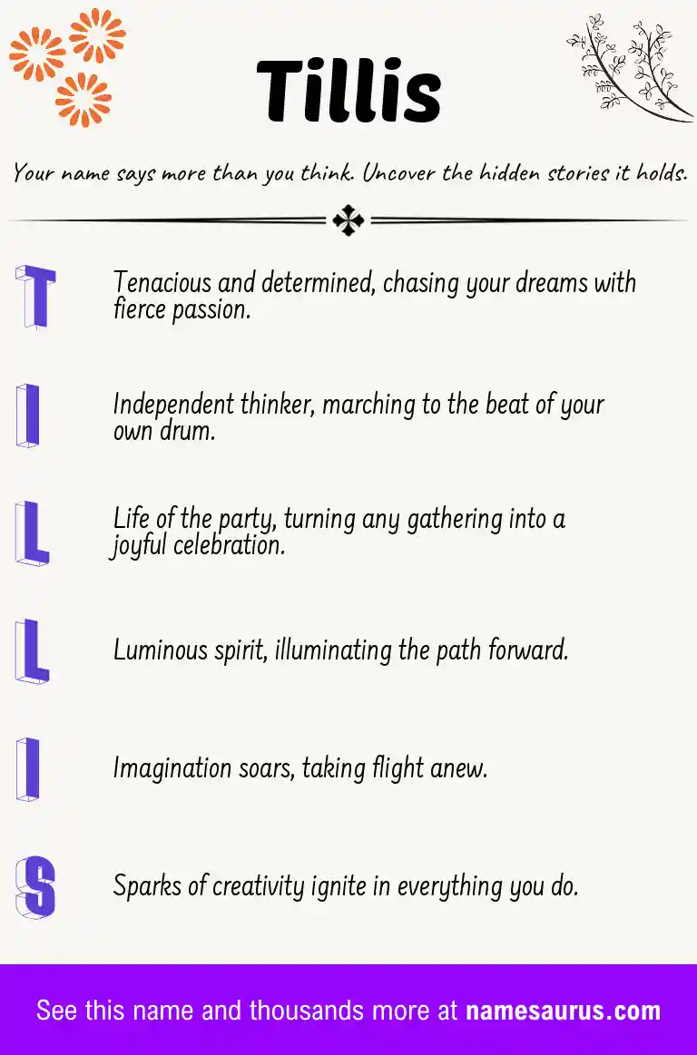 Acrostic poem about Tillis.