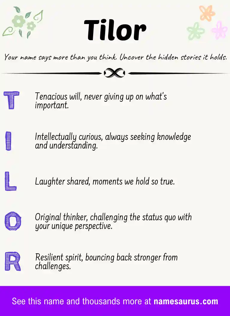 Acrostic poem about Tilor.