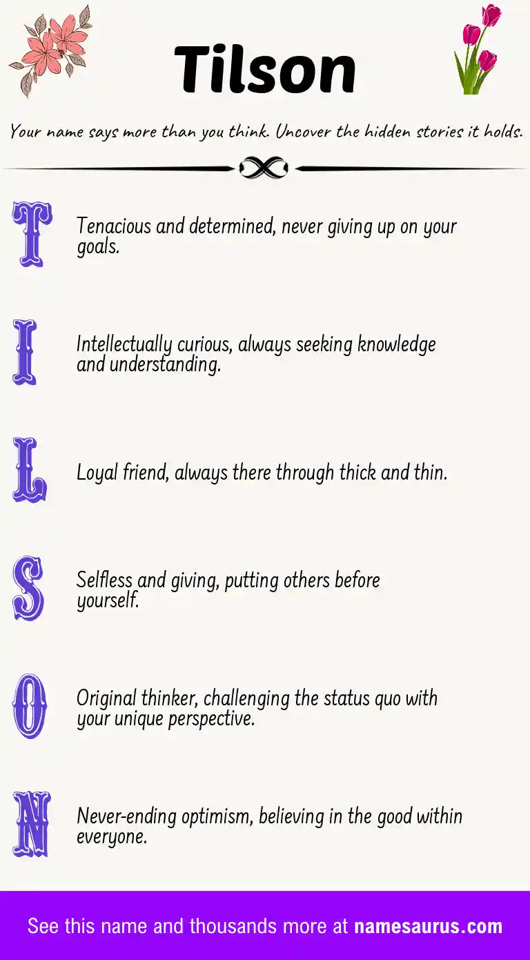 Acrostic poem about Tilson.