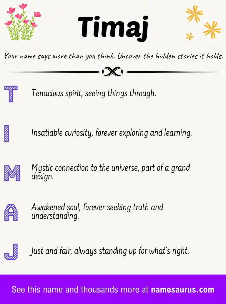 Acrostic poem about Timaj.
